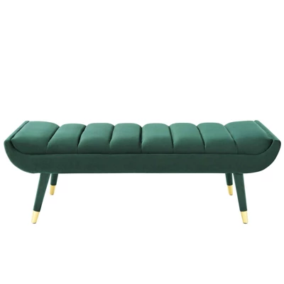 Guess Channel Tufted Performance Velvet Accent Bench Green - Modway - Image 4