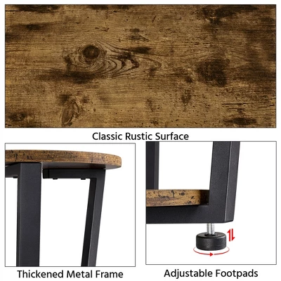 Yaheetech Industrial Side Table, Round Sofa Table With Storage Rack - Image 3