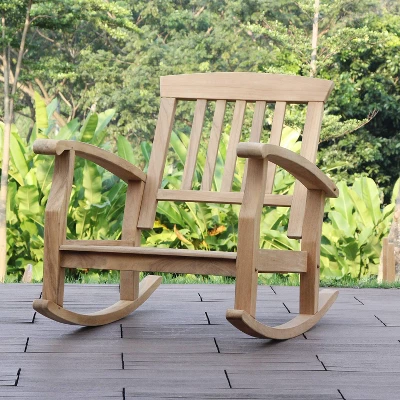 Caterina Teak Patio Rocking Chair With Cushion - Cambridge Casual - Image 2