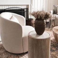 Bella Swivel Barrel Chairs Set Of 2,Contemporary Farmhouse 28'' Seat Width Linen Swivel Chair,Armrest 360° Swivel Nursery Chair-Maison Boucle