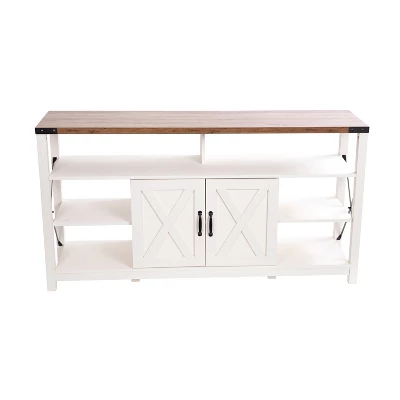 Emma And Oliver Modern Rustic Farmhouse Media Console Cabinet With Spacious Open And Closed Storage - Image 11