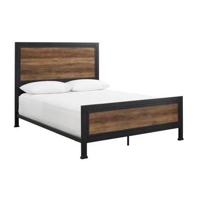 Queen Industrial Wood And Metal Bed - Saracina Home - Image 6