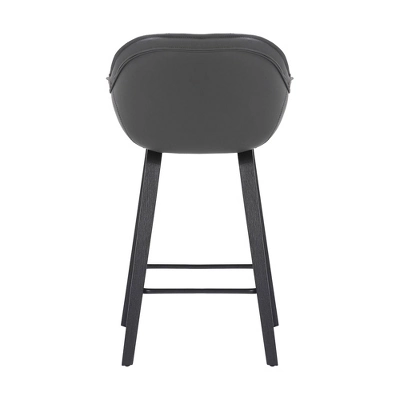 26" Crimson Faux Leather Wood Counter Height Barstool Gray - Armen Living - Image 5