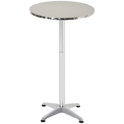 HomCom 24 Inch Round Bar Table 43" H Adjustable Stainless Steel Top Aluminum Frame Home Pub Bistro - Image 3