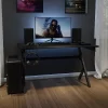Emma And Oliver Black Computer Table Gaming Desk - Headphone Holder And 2 Cable Management Holes