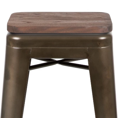 Flash Furniture 30" High Metal Indoor Bar Stool With Wood Seat - Stackable Set Of 4 - Image 5