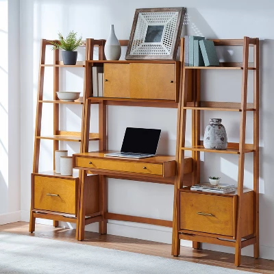 3pc Landon Desk And Bookcases Set Acorn - Crosley