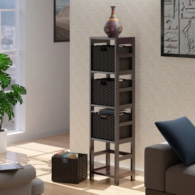 54.8" 5pc Leo Storage Shelf With Baskets Espresso/Chocolate - Winsome - Image 14