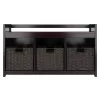 4pc Addison Storage Bench With Baskets Espresso/Chocolate - Winsome