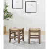 Set Of 2 18" Davenport Wood Stools With Rush Seats Light Amber - Alaterre Furniture