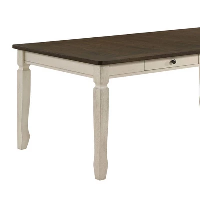 78" Fedele Dining Table Weathered Oak/Cream Finish - Acme Furniture - Image 2