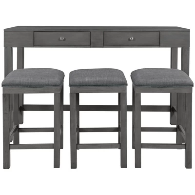 4 PCS Counter Height Dining Table Set With Socket And Padded Stools-ModernLuxe - Image 4