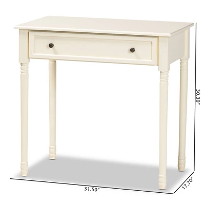 Mahler Wood 1 Drawer Console Table White - Baxton Studio - Image 8
