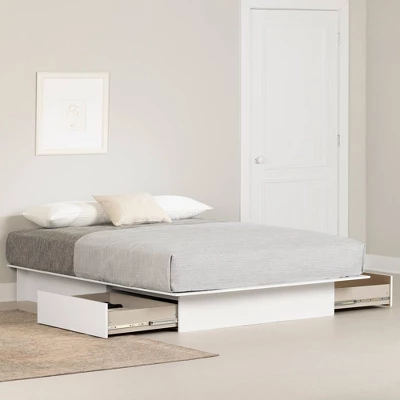 Queen Fusion 2 Drawer Platform Bed Pure White - South Shore
