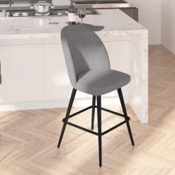 Merrick Lane Set Of 2 Modern Armless Counter Stools With Contoured Backs, Steel Frames, And Integrated Footrests
