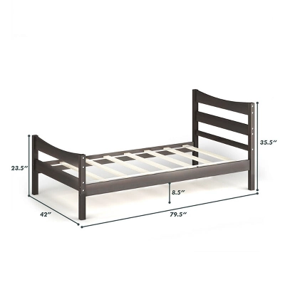 Costway Twin Size Platform Bed Frame Foundation W/Headboard &Wood Slat Support