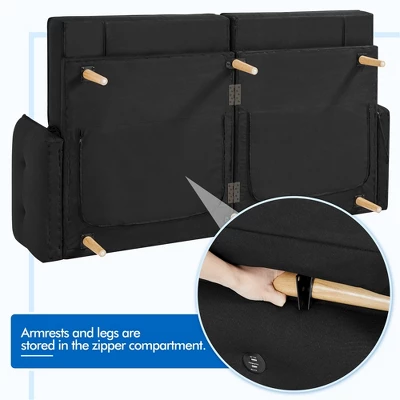 Yaheetech Convertible Sofa Bed Tufted Futon Couch With USB Ports For Living Room - Image 6