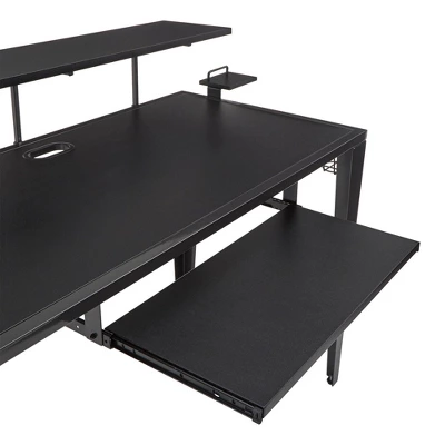 Juneau Metal Computer Desk With USB Charging Port And Adjustable Shelf Gray - Inspire Q - Image 8