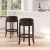 Merrick Lane 30" Backless Swivel Barstool, Upholstered With Nail Trim, Carved Apron, And Wood Frame