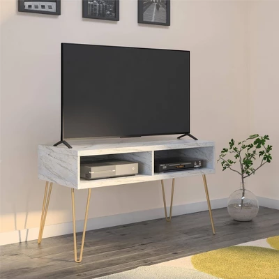 Athena TV Stand For TVs Up To 42" Marble White - Novogratz