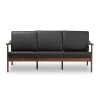 Venza Mid-Modern Walnut Wood Faux Leather 3 Seater Sofa Black - Baxton Studio