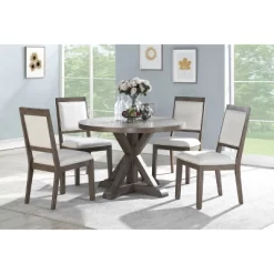 48" 5pc Molly Round Dining Set Gray - Steve Silver Co.
