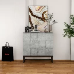 Adams 2-doors Cement Gray Cabinet With 1 Adjustable Inner Shelves - The Pop Home