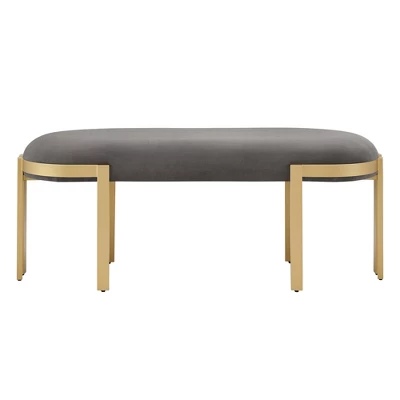 Lepape Upholstered Bench Gray Velvet - Inspire Q - Image 4