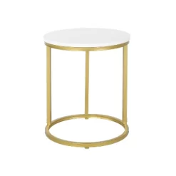Ingersol Modern Glam C Shaped End Table White/Gold - Christopher Knight Home