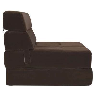 Costway Tri-Fold Fold Down Chair Flip Out Lounger Convertible Sleeper Bed Couch Dorm Brown - Image 8