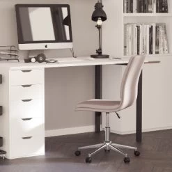 Merrick Lane Mid-Back Armless Home Office Chair With Height Adjustable Swivel Seat And Five Star Chrome Base