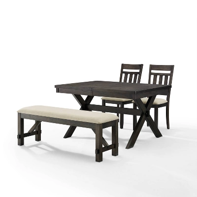Hayden 4pc Extendable Dining Set With Bench And 2 Slat Back Chairs Slate - Crosley - Image 8