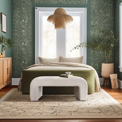 Lily 47" Upholstered Large Bouclé Waterfall Bench Look Storage Bench For Bedroom-The Pop Maison - Image 2