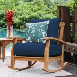 Caterina Teak Patio Rocking Chair With Cushion - Cambridge Casual