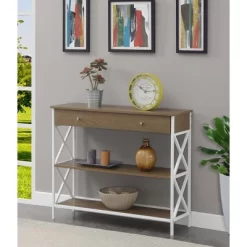 Tucson 1 Drawer Console Table With Shelves Driftwood/White - Breighton Home