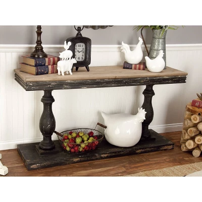 Vintage Wood Console Table Black - Olivia & May
