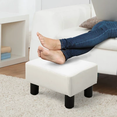 HomCom Modern 15" Rectangular Faux Leather Ottoman Footrest - Image 8