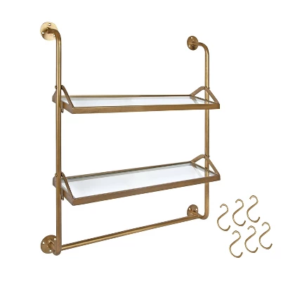 26" X 31" Marit Metal Wall Shelf Gold - Kate & Laurel All Things Decor - Image 3