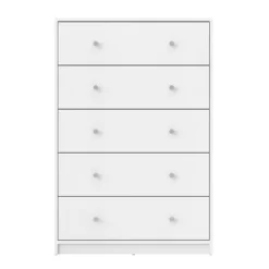 Wood Portland 5 Drawer Chest In White-Tvilum