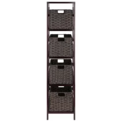 54.8" 5pc Leo Storage Shelf With Baskets Espresso/Chocolate - Winsome