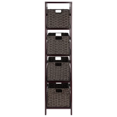 54.8" 5pc Leo Storage Shelf With Baskets Espresso/Chocolate - Winsome
