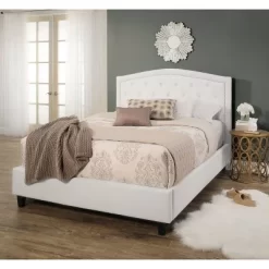 Queen Harrison Tufted Upholstered Platform Bed White - Abbyson Living