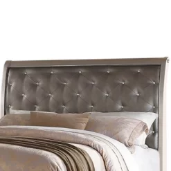 Queen Opulent Wooden Bed Silver/Gray - Benzara