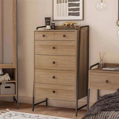 Bushwick Tall 5 Drawer Dresser Natural - Novogratz - Image 2