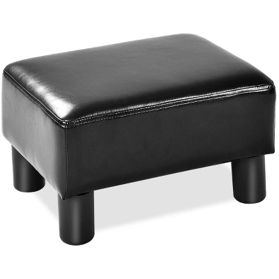 Costway PU Leather Ottoman Rectangular Footrest Small Stool W/ Padded Seat White/Black/Red - Image 6