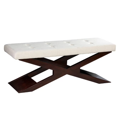 Harrondly Upholstered Entryway Bench Cream/Dark Espresso - Aiden Lane - Image 4