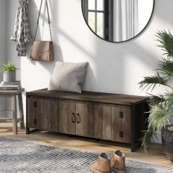 Shash Farmhouse Storage Bench Reclaimed Oak - MiBasics