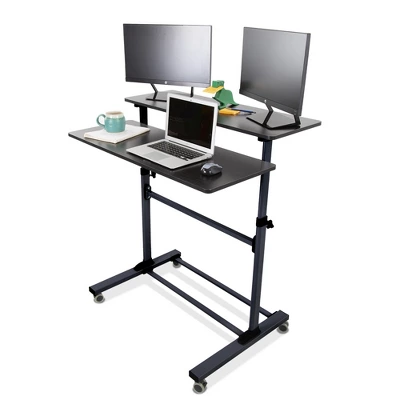 Tranzendesk Dual Level Standing Desk β 40" Mobile Height Adjustable Workstation β Black β Stand Steady - Image 6