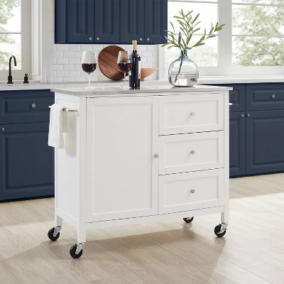 Soren Stainless Steel Top Kitchen Island/Cart Stainless Steel /White - Crosley