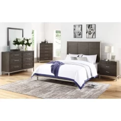 King Broomfield Panel Bed Walnut - Steve Silver Co.